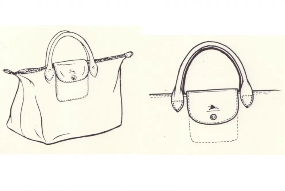 Dessin déposé le 22 mars 1995 par Philippe Cassegrain (Maison Longchamp) pour un Sac pliage