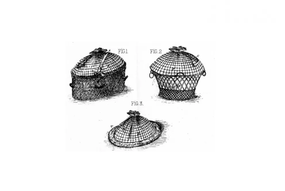 Drevet déposé le 21 janvier 1888 par mademoiselle Fidenciana Alonso Y Portillo pour un sac de sparterie et divers récipients d'espèces différentes, munis de filet ou de toile, avec cordon plombé, utiles