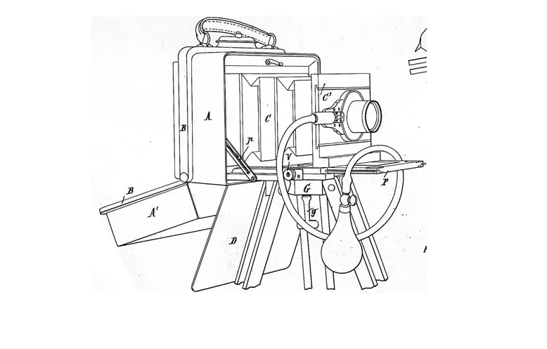 Brevet d'invention déposé le 23 février 1895 par Kauffer pour « une chambre photographique formant sac de dame »