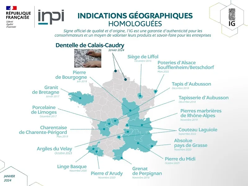 Carte de France des IG (janvier 2024)