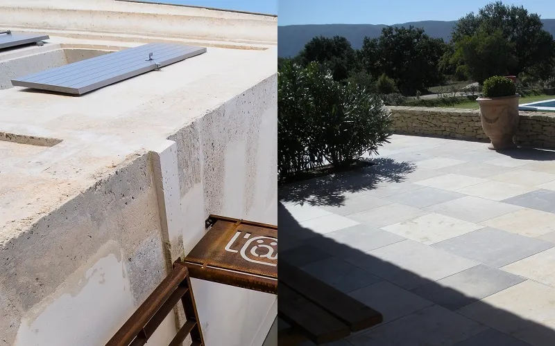 La pierre de Fontbelle en façade et la pierre de Limeyrat en dallage