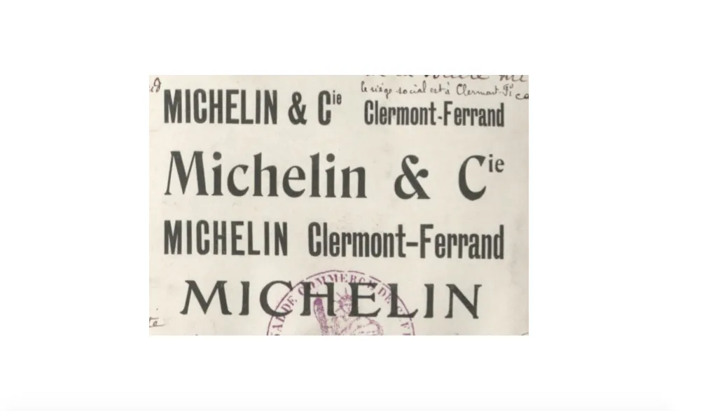 Marque nominative ou verbale "Michelin "déposée le 4 janvier 1908 par la société Michelin et compagnie au greffe du tribunal de Clermont-Ferrand