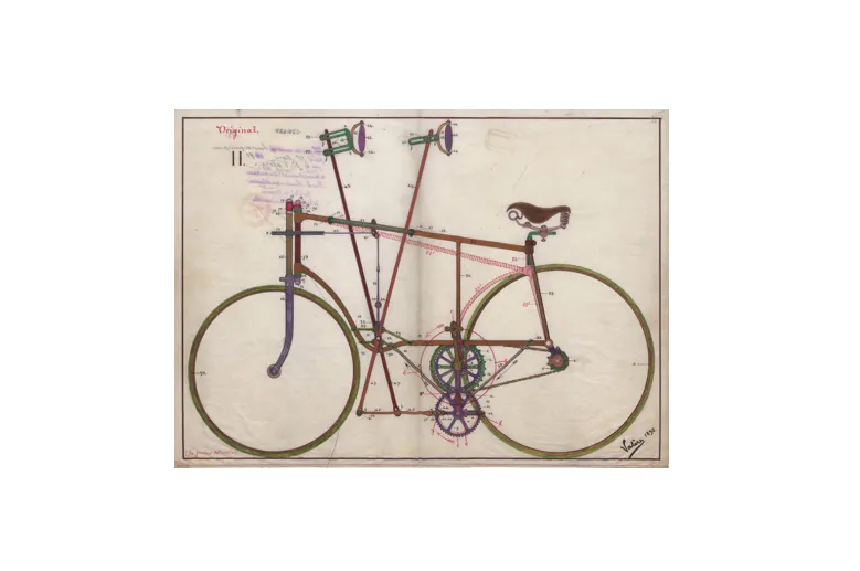 Brevet d'invention déposé le 28 mars 1892 par James VALÈRE pour « un système de propulsion des vélocipèdes au moyen des pieds et des deux mains, permettant une augmentation de vitesse; le tout combiné avec un dispositif de direction par les deux mains ».