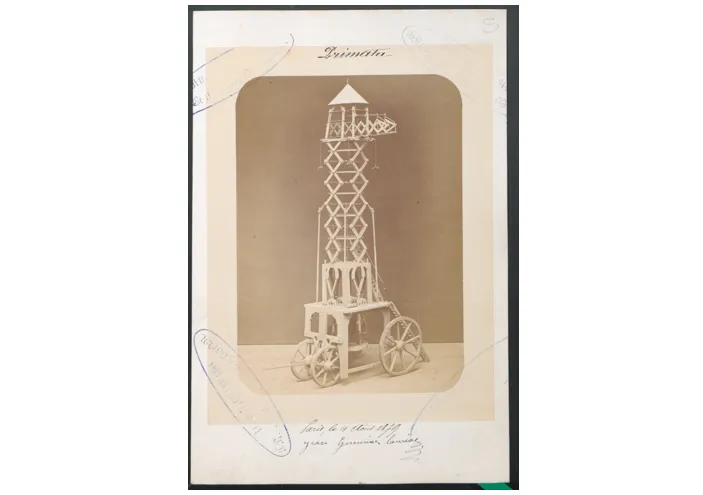 Brevet déposé le 4 août 1879 par Jean Gueunier-Lauriac pour un appareil de secours et de sauvetage en cas d'incendie, pouvant également s'appliquer à l'industrie et à l'agriculture