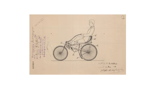 Brevet d'invention déposé le 24 juin 1857 par Louis Alexandre BLARD pour « une application de la force humaine comme moteur ».