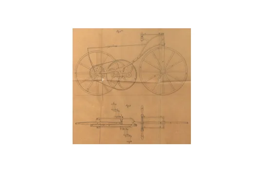 Brevet d'invention déposé le 19 aout 1868 par Charles Jules Pierre DESNOS-GARDISSAL pour « des perfectionnements apportés dans les appareils de locomotion dits vélocipèdes ». 